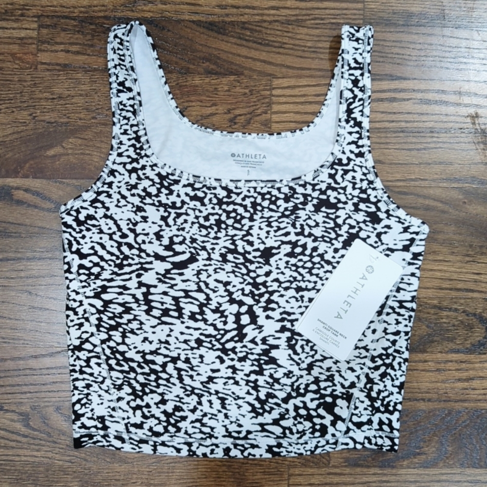 NWT Athleta Leopard Print Tank Top Shanti Square Neck Crop Tank